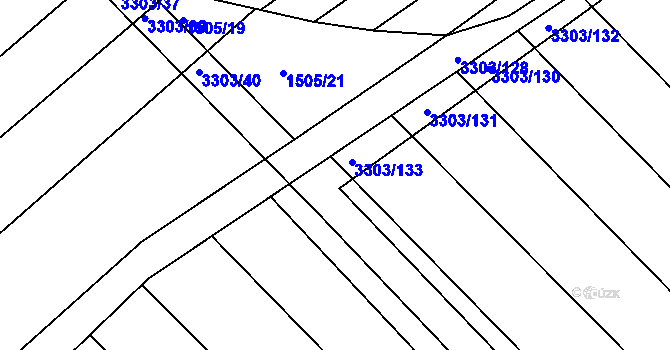 Parcela st. 3303/92 v KÚ Březník, Katastrální mapa