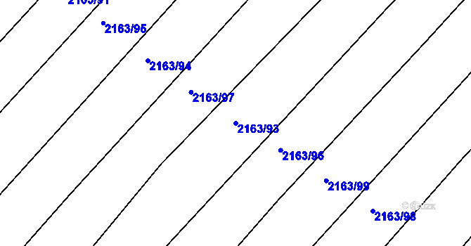 Parcela st. 2163/93 v KÚ Březník, Katastrální mapa