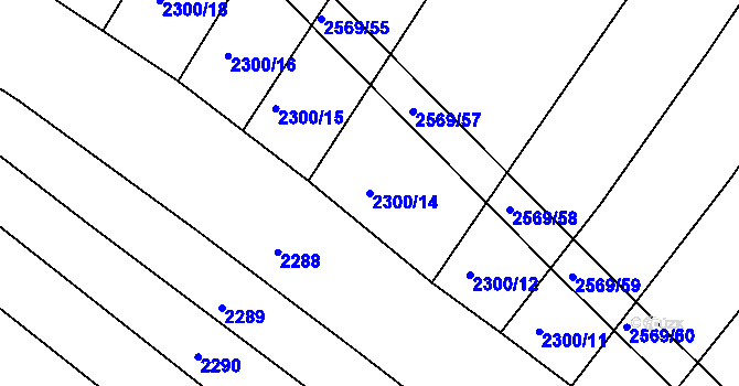 Parcela st. 2300/14 v KÚ Březník, Katastrální mapa