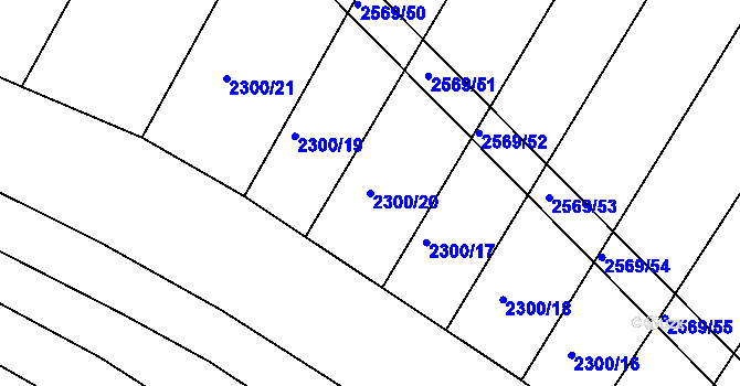 Parcela st. 2300/20 v KÚ Březník, Katastrální mapa