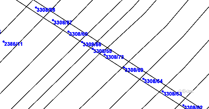 Parcela st. 3308/73 v KÚ Březník, Katastrální mapa