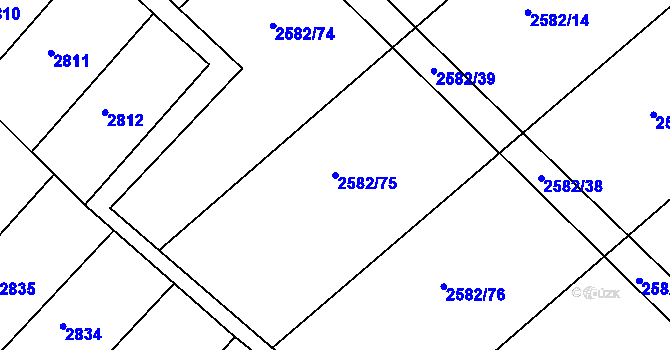 Parcela st. 2582/75 v KÚ Březník, Katastrální mapa