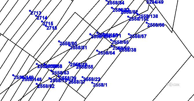 Parcela st. 2558/64 v KÚ Březník, Katastrální mapa