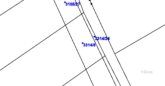 Parcela st. 3314/8 v KÚ Březník, Katastrální mapa
