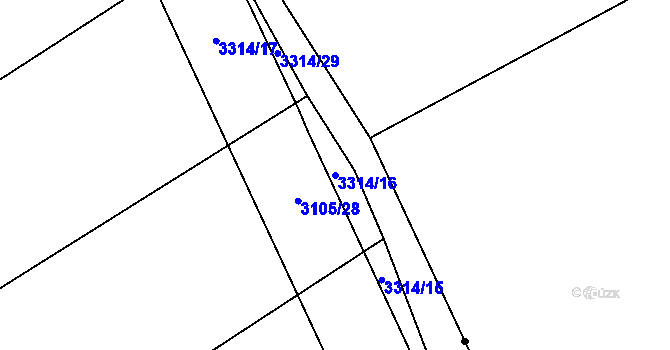Parcela st. 3314/16 v KÚ Březník, Katastrální mapa