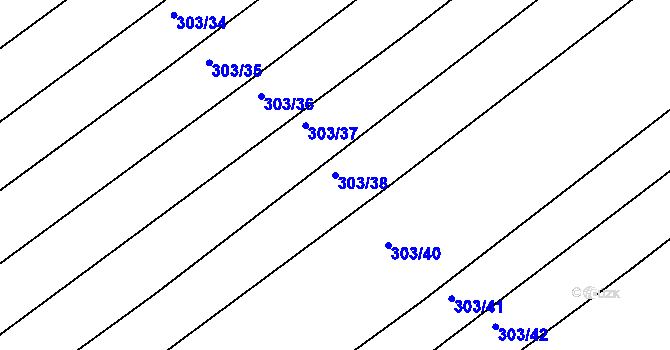 Parcela st. 303/38 v KÚ Březník, Katastrální mapa