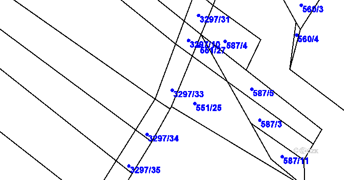 Parcela st. 3297/33 v KÚ Březník, Katastrální mapa