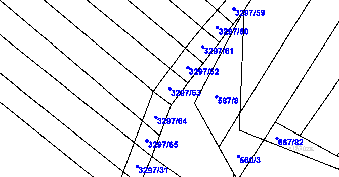 Parcela st. 3297/63 v KÚ Březník, Katastrální mapa