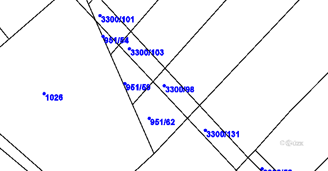 Parcela st. 3300/98 v KÚ Březník, Katastrální mapa