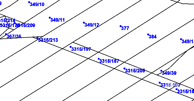 Parcela st. 349/42 v KÚ Březník, Katastrální mapa
