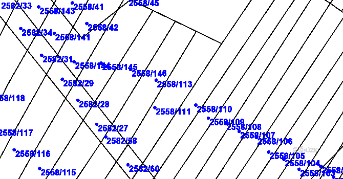 Parcela st. 2558/112 v KÚ Březník, Katastrální mapa
