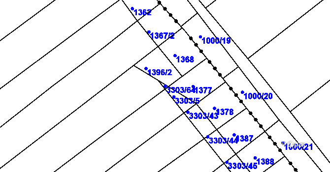 Parcela st. 3303/64 v KÚ Březník, Katastrální mapa