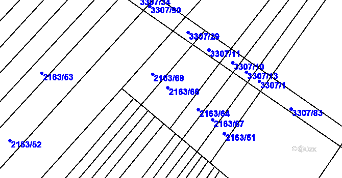 Parcela st. 2163/65 v KÚ Březník, Katastrální mapa