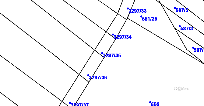 Parcela st. 3297/35 v KÚ Březník, Katastrální mapa