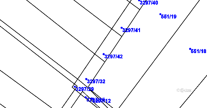 Parcela st. 3297/42 v KÚ Březník, Katastrální mapa