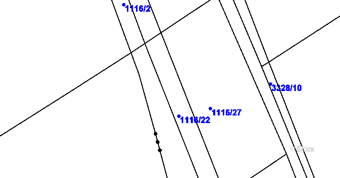 Parcela st. 1116/22 v KÚ Březník, Katastrální mapa