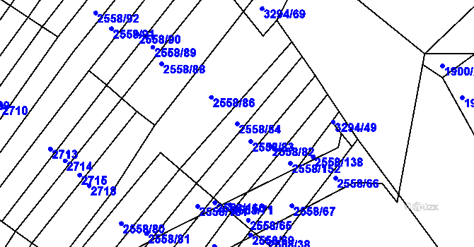 Parcela st. 2558/84 v KÚ Březník, Katastrální mapa
