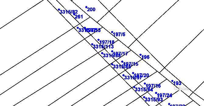 Parcela st. 3315/88 v KÚ Březník, Katastrální mapa