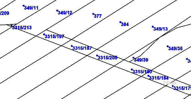 Parcela st. 3315/211 v KÚ Březník, Katastrální mapa