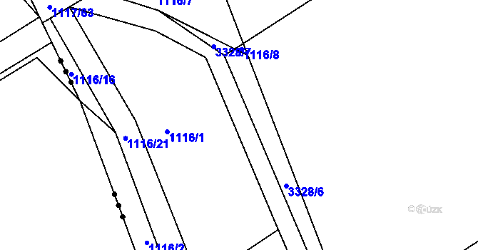 Parcela st. 1116/37 v KÚ Březník, Katastrální mapa