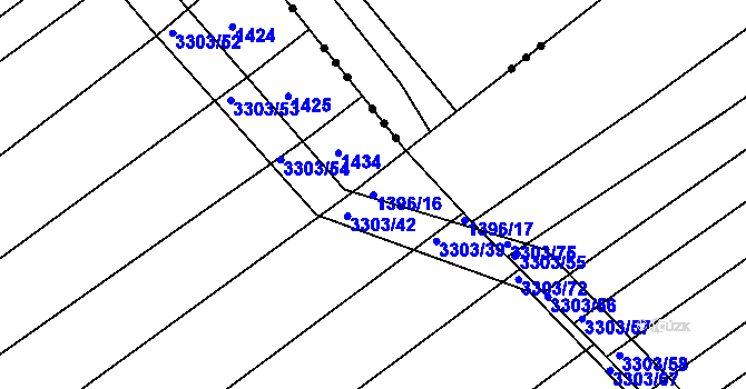 Parcela st. 1396/16 v KÚ Březník, Katastrální mapa