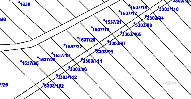 Parcela st. 3303/99 v KÚ Březník, Katastrální mapa