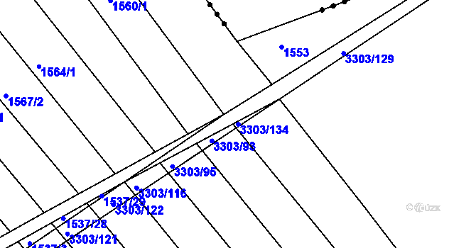 Parcela st. 3303/134 v KÚ Březník, Katastrální mapa