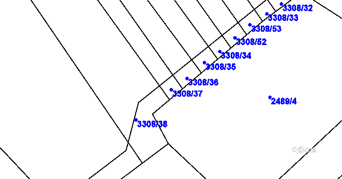 Parcela st. 3308/37 v KÚ Březník, Katastrální mapa
