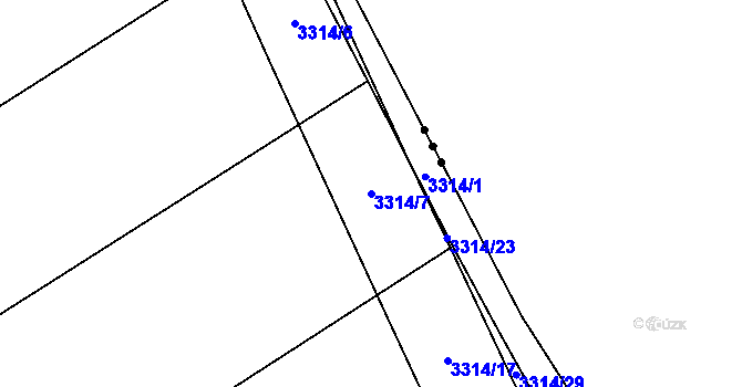 Parcela st. 3314/7 v KÚ Březník, Katastrální mapa