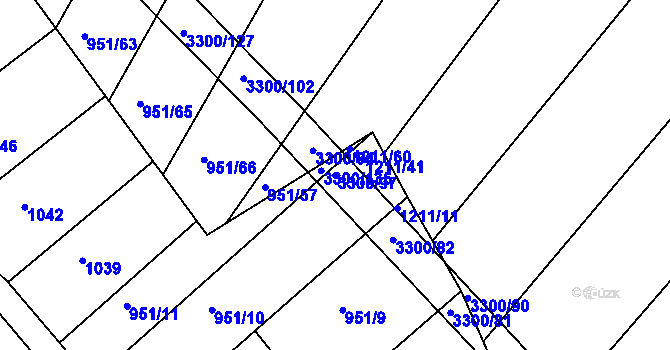 Parcela st. 3300/97 v KÚ Březník, Katastrální mapa