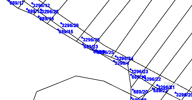 Parcela st. 3296/25 v KÚ Březník, Katastrální mapa