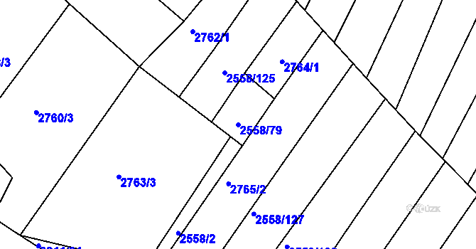 Parcela st. 2558/79 v KÚ Březník, Katastrální mapa