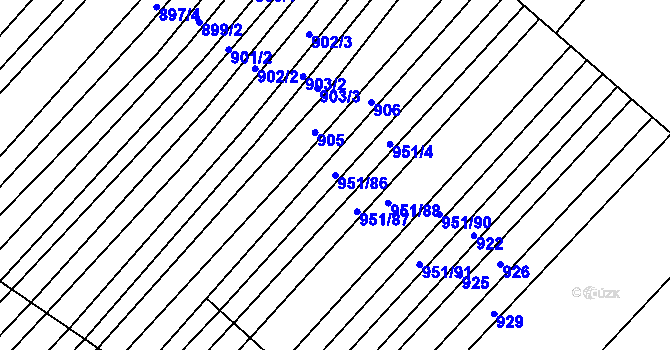 Parcela st. 951/86 v KÚ Březník, Katastrální mapa