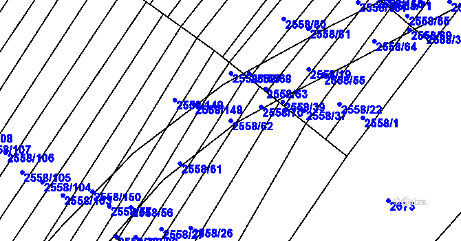 Parcela st. 2558/62 v KÚ Březník, Katastrální mapa