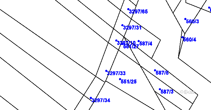 Parcela st. 3297/67 v KÚ Březník, Katastrální mapa