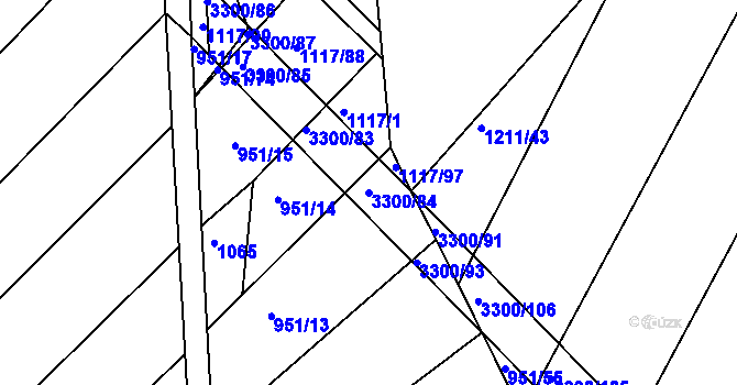 Parcela st. 3300/84 v KÚ Březník, Katastrální mapa