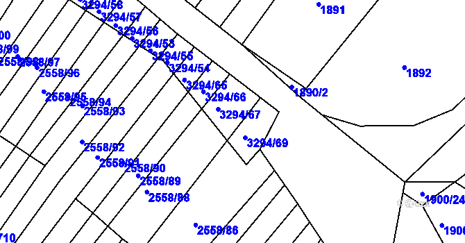 Parcela st. 3294/68 v KÚ Březník, Katastrální mapa