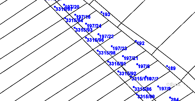 Parcela st. 3315/98 v KÚ Březník, Katastrální mapa