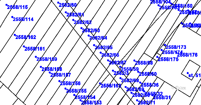 Parcela st. 2582/66 v KÚ Březník, Katastrální mapa
