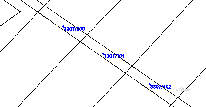 Parcela st. 3307/101 v KÚ Březník, Katastrální mapa