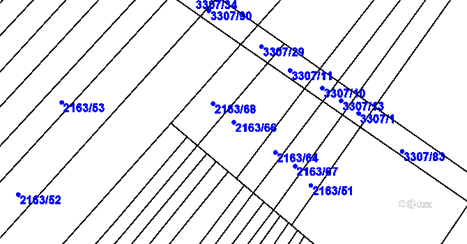 Parcela st. 2163/66 v KÚ Březník, Katastrální mapa