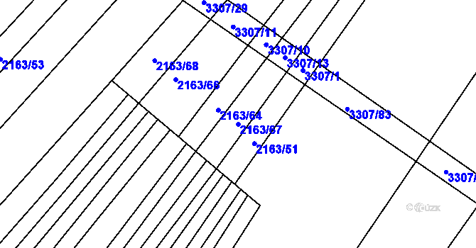 Parcela st. 2163/67 v KÚ Březník, Katastrální mapa