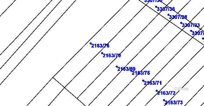 Parcela st. 2163/79 v KÚ Březník, Katastrální mapa