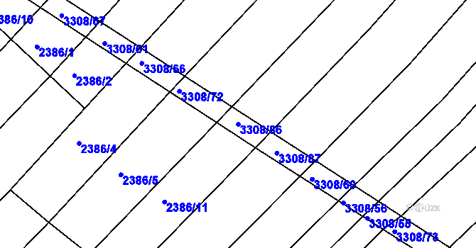 Parcela st. 3308/86 v KÚ Březník, Katastrální mapa