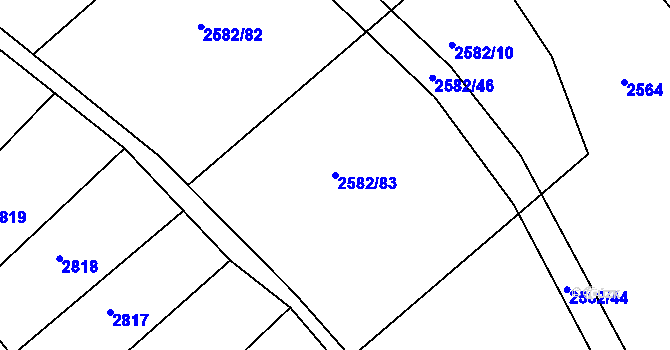Parcela st. 2582/83 v KÚ Březník, Katastrální mapa