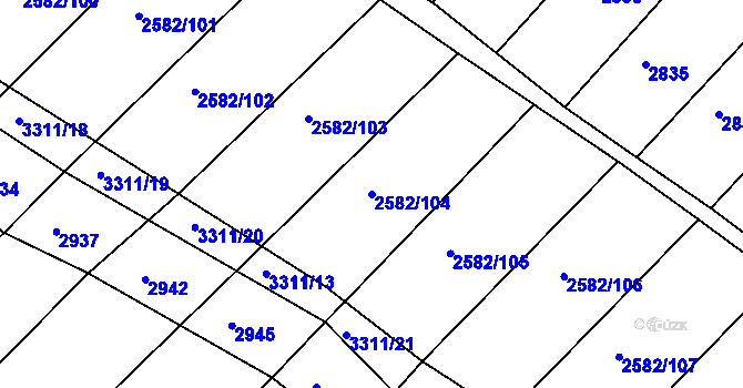 Parcela st. 2582/104 v KÚ Březník, Katastrální mapa
