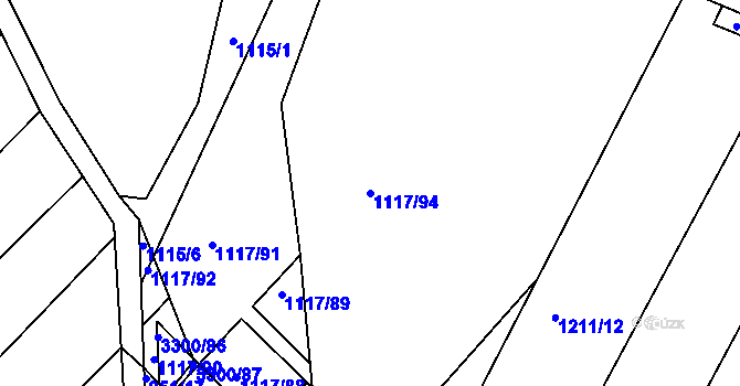 Parcela st. 1117/94 v KÚ Březník, Katastrální mapa