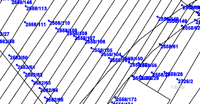 Parcela st. 2558/104 v KÚ Březník, Katastrální mapa