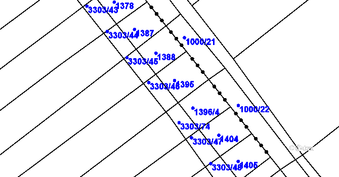 Parcela st. 1396/8 v KÚ Březník, Katastrální mapa