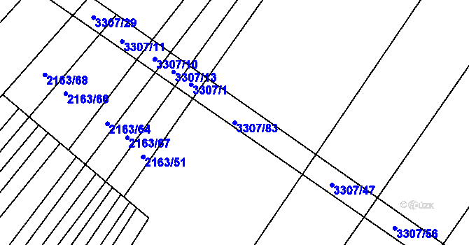 Parcela st. 3307/83 v KÚ Březník, Katastrální mapa